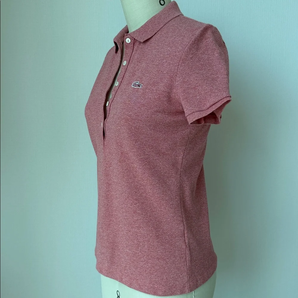 Lacoste Women's Button Down pink Polo Shirt  short sleeve Size 38 ( S) - Picture 3 of 13